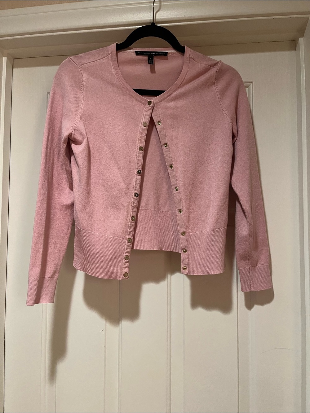 White House Black Market Women’s Lightweight Pink Button-Front Cardigan Sweater
